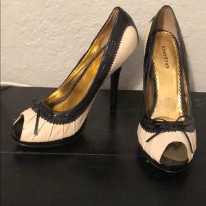 Bebe black & white heels